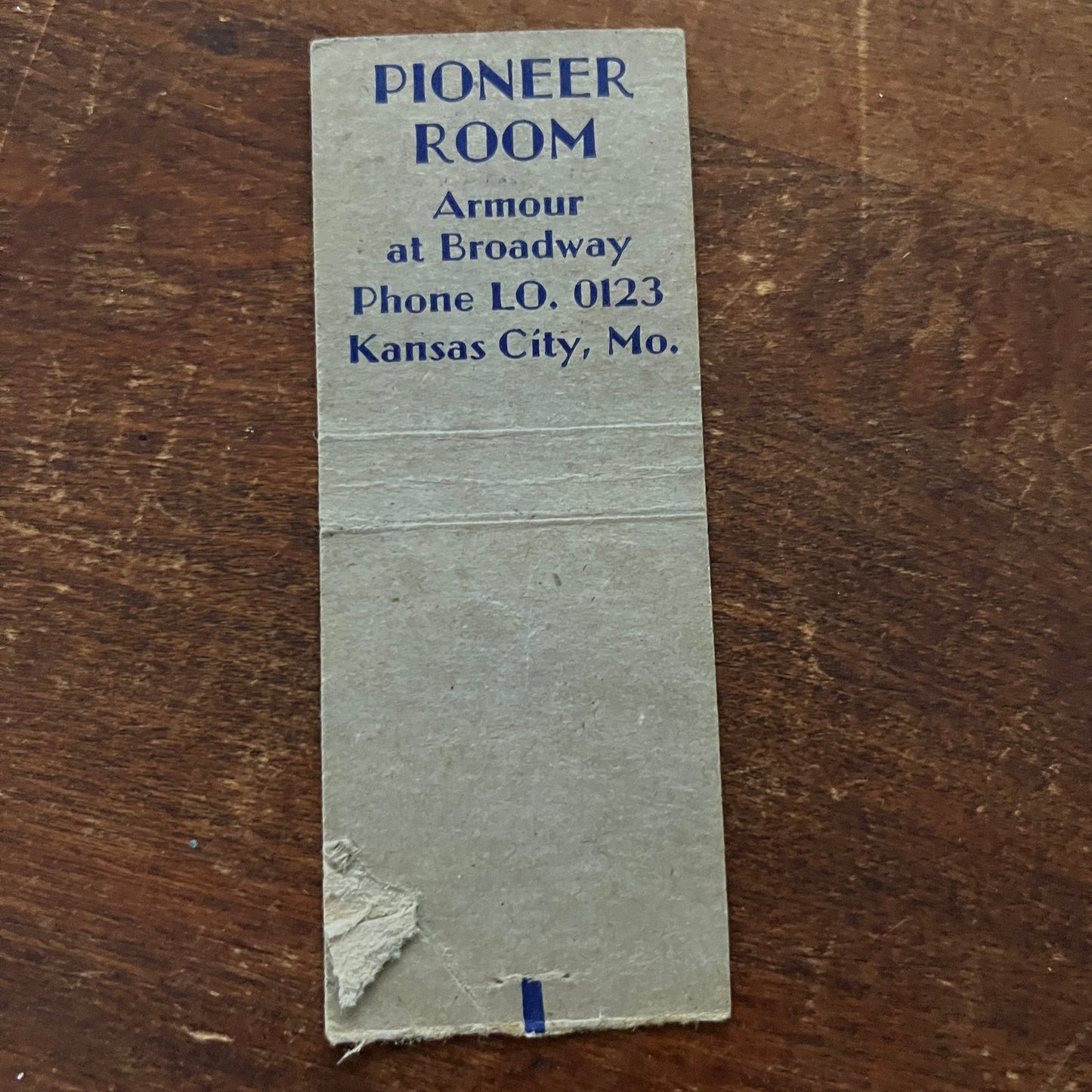 The Pioneer Room Armour At Broadway Kansas City Advertising Matchbook MM11-5