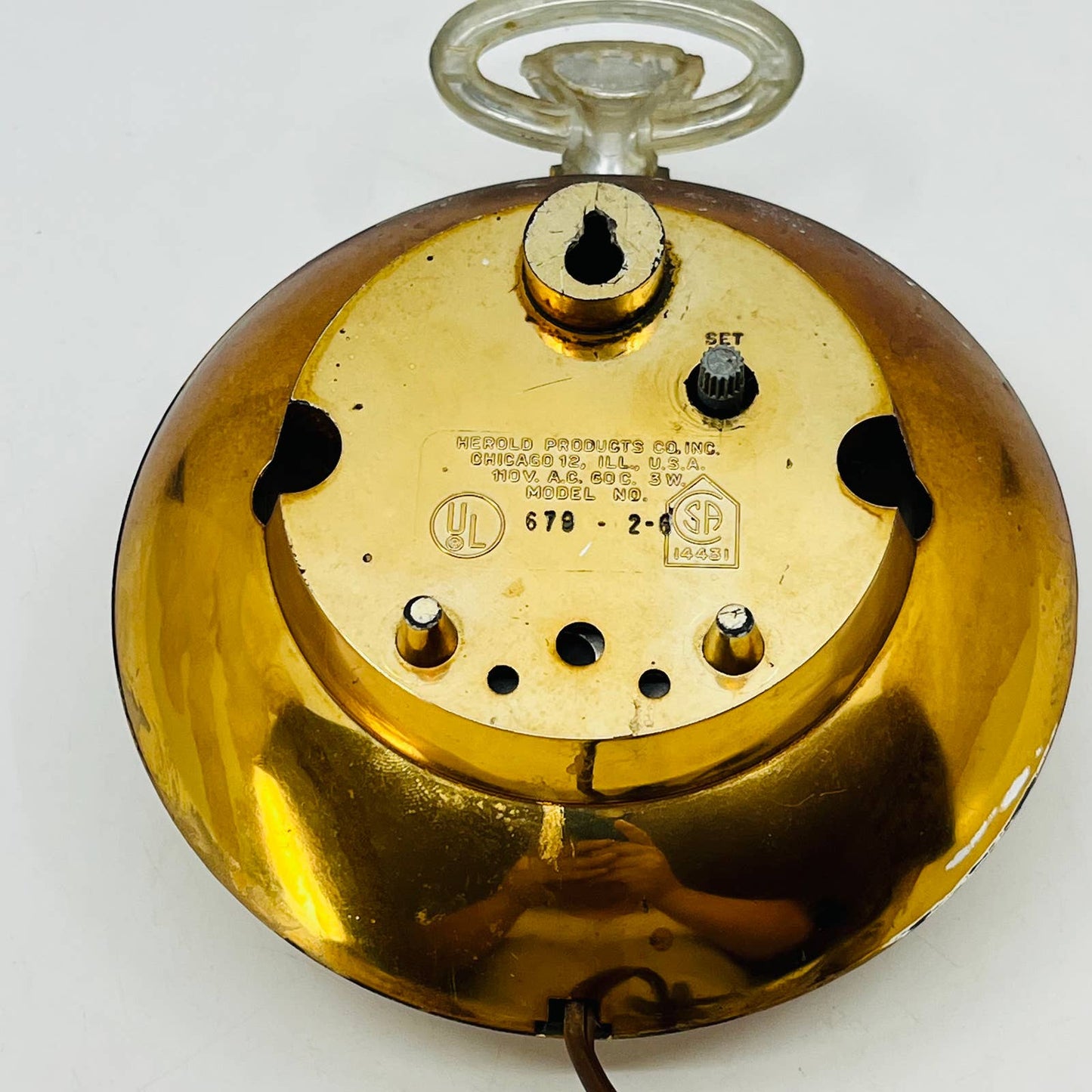 MCM Spartus Electric Wall Pocket Watch Clock Model 679 - 7 x 5.5” WORKS TC6