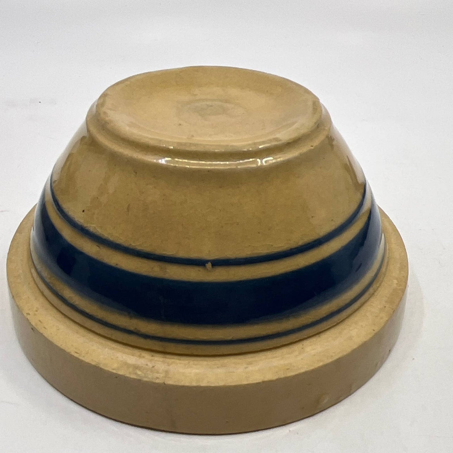 Antique HULL Pottery Blue Banded Yellow Ware Small Mixing Bowl 5" Diameter TH5