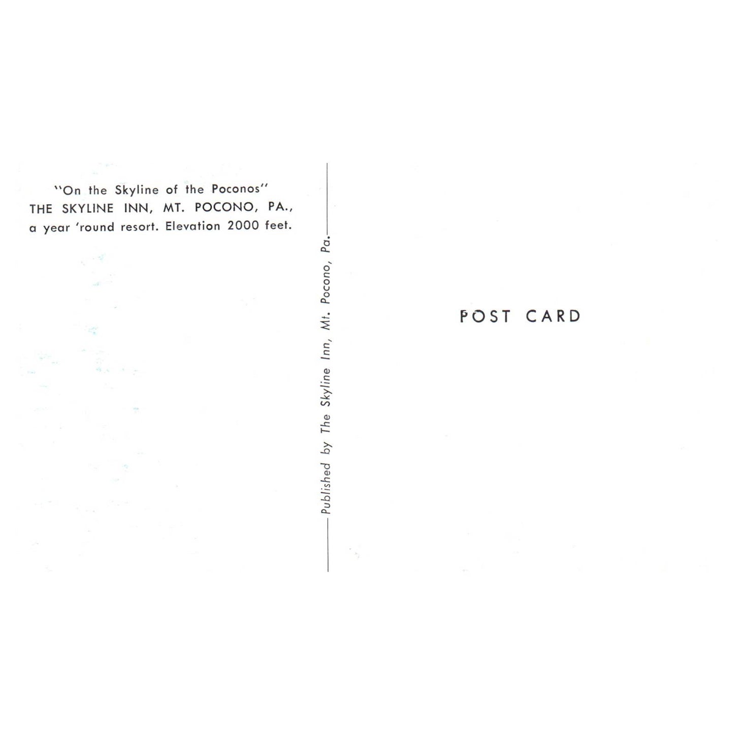 Vintage Postcard - The Skyline Inn Mt. Pocono PA TJ7-1