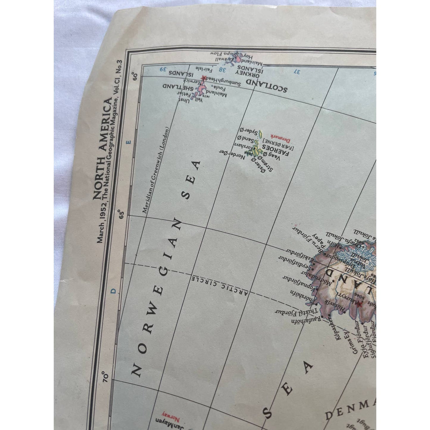 March 1952 National Geographic Map of North America vol CI, no. 3 35x28 FL3