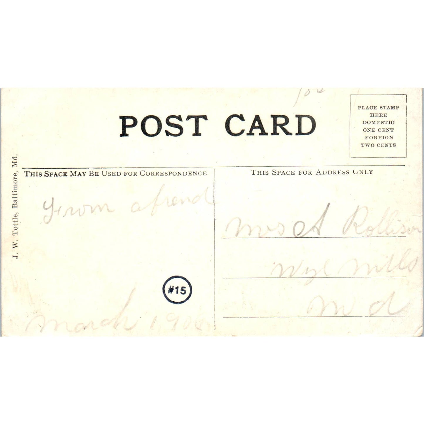 Late Johns Hopkins Residence Clifton Park Baltimore MD Original Postcard TK1-28