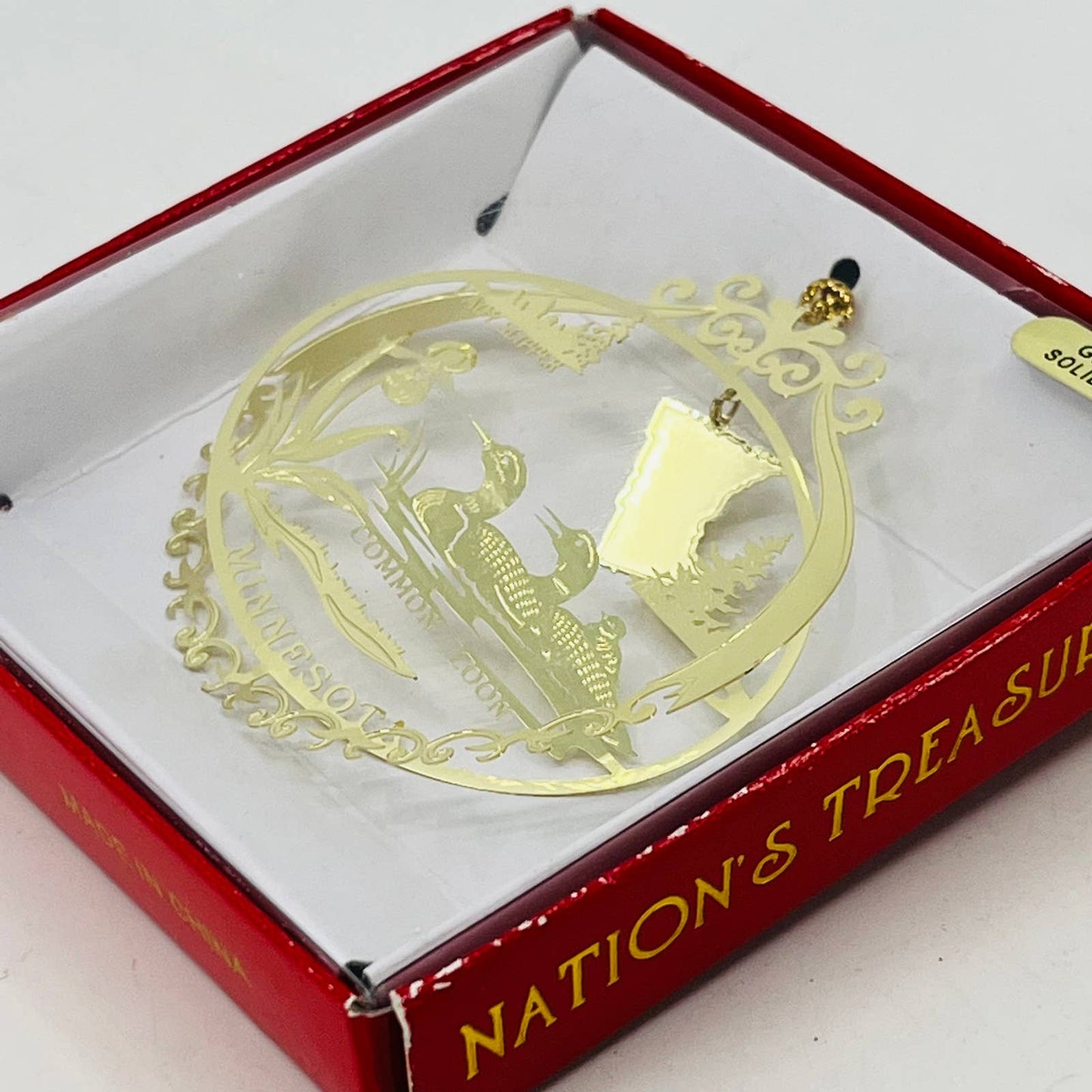 Vintage New In Box Solid Brass Minnesota Christmas Ornament 3” SB1