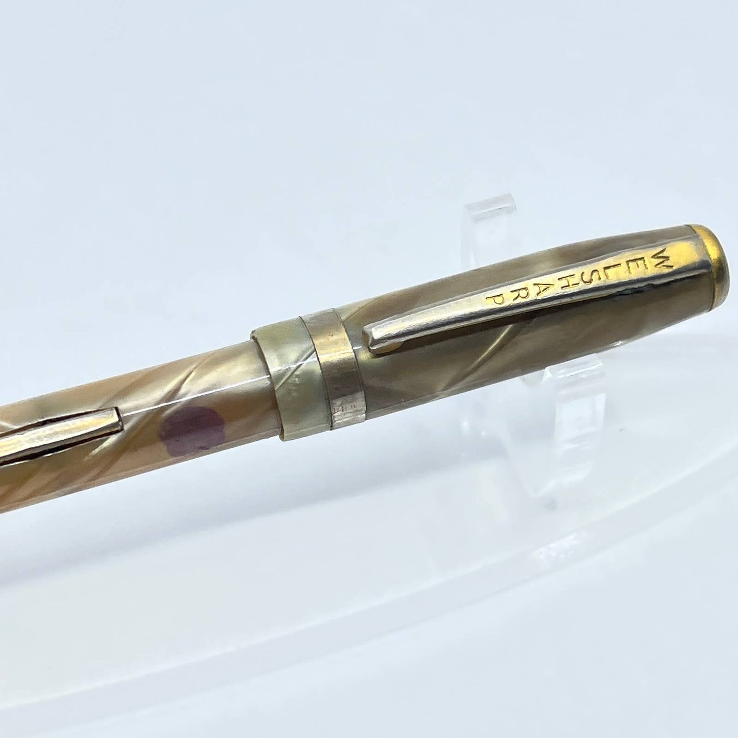 Vtg Welsharp Celluloid Marble Fountain Pen w Iridium 14k Nib SD7