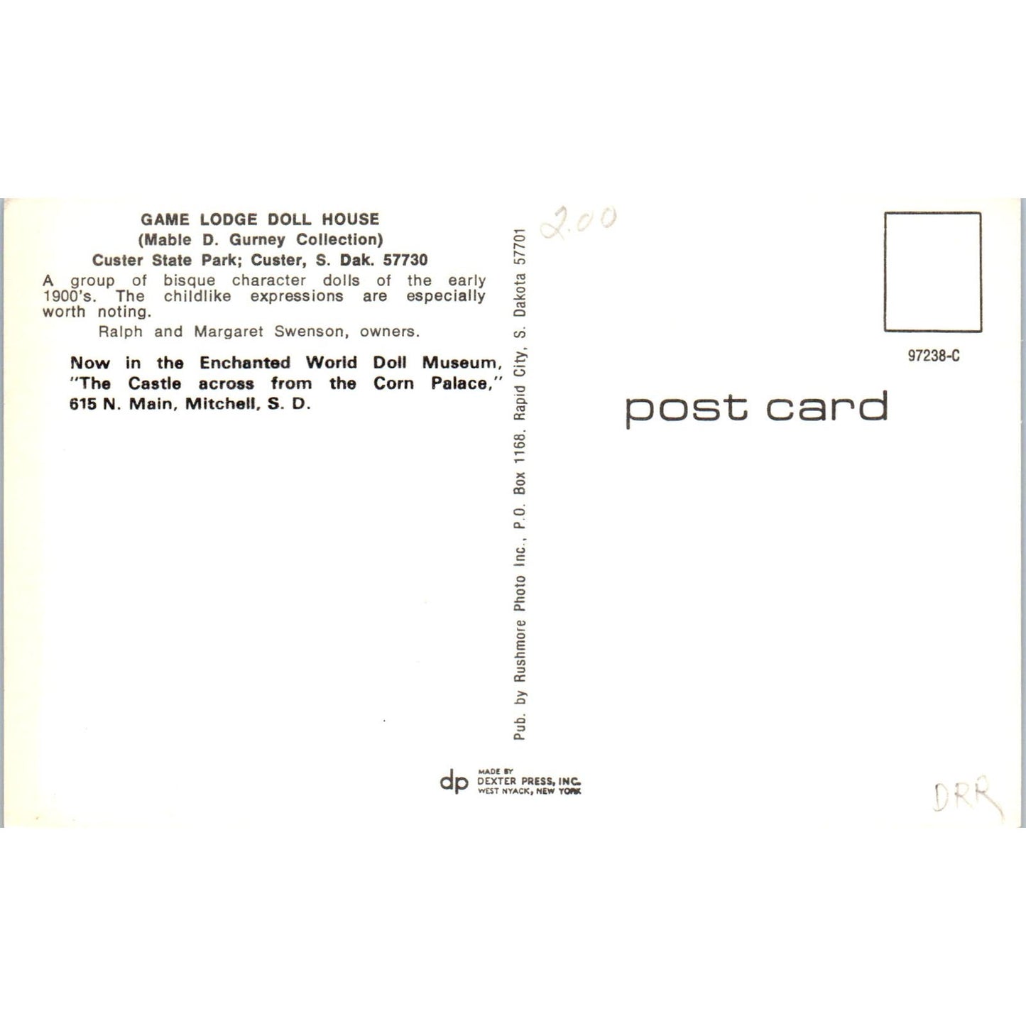 Bisque Character Dolls Game Lodge Doll House Mabel Gurney Original Postcard PB8