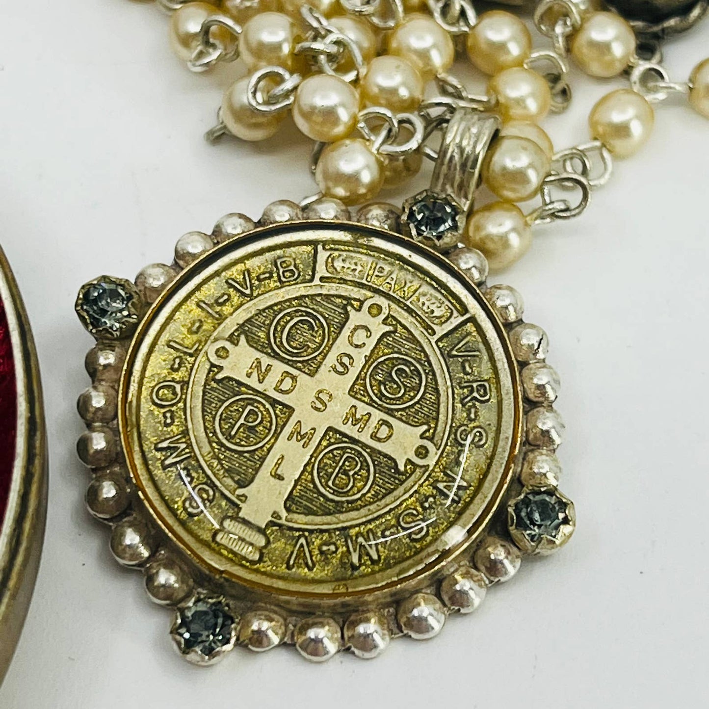 Vintage VSA Designs Virgins Saints & Angels Medallion Necklace & Case SC4