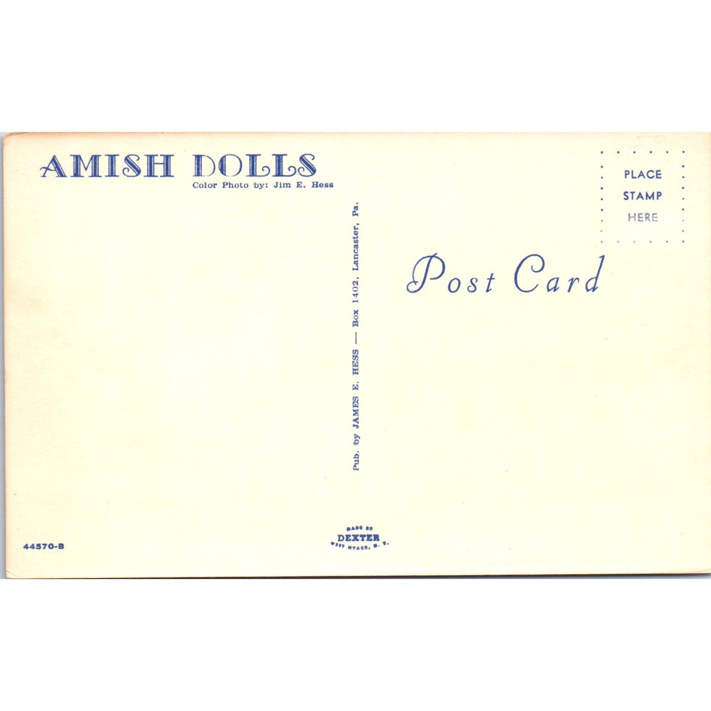 Amish Dolls - Photo by Jim E. Hess Original Postcard PB5
