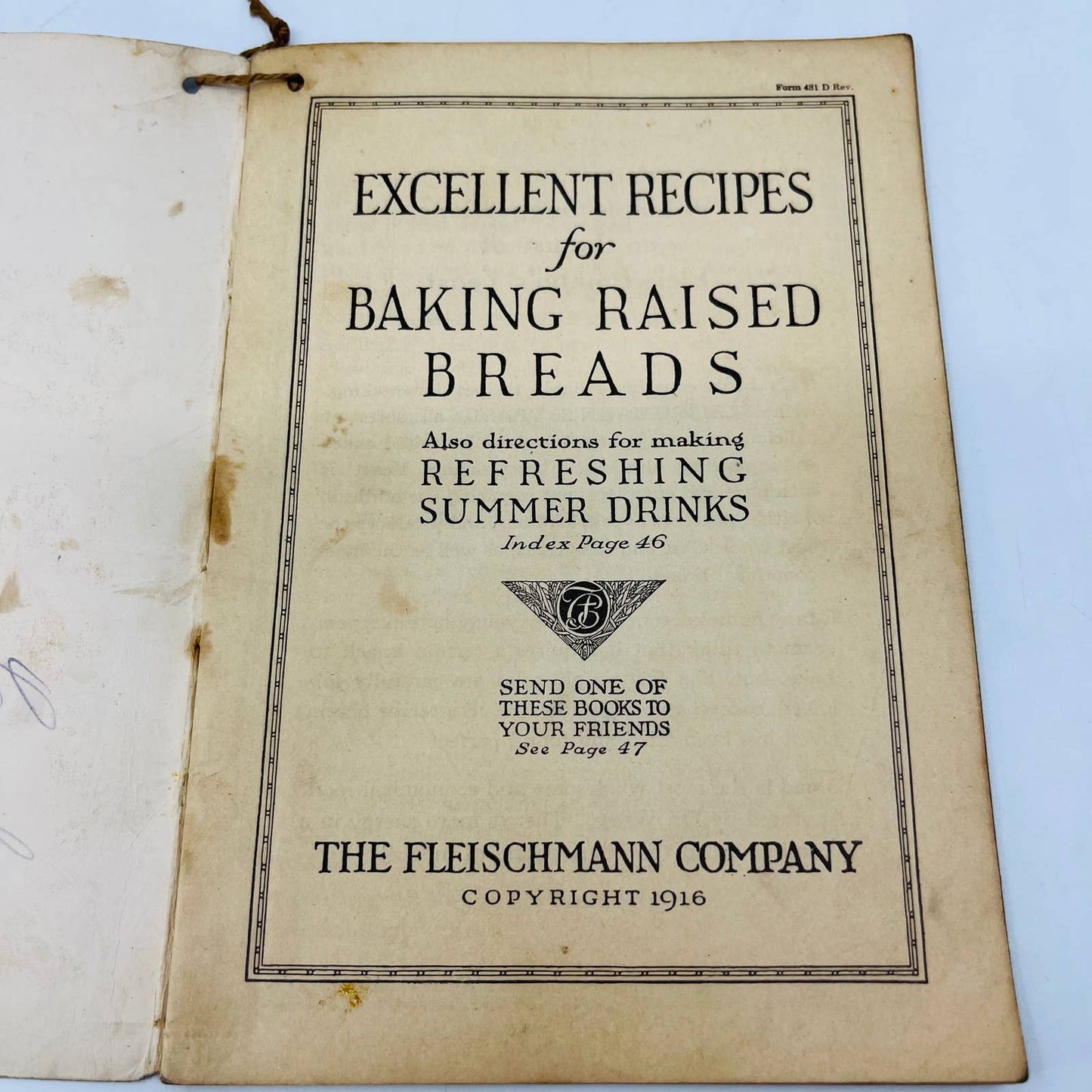 1916 Fleischmann’s Recipes Book Fleischmann Yeast Cookbook John Dough EA1