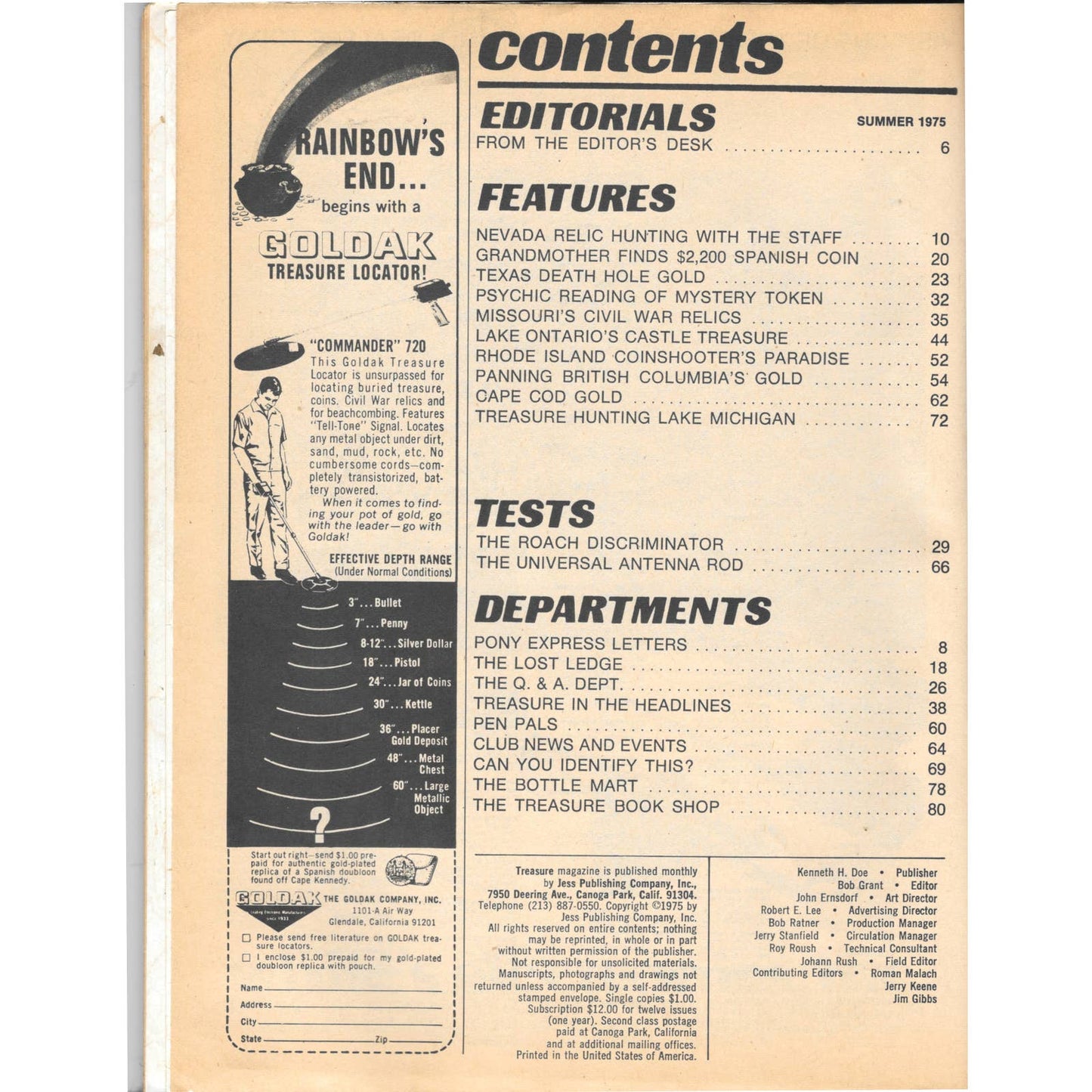 Treasure Magazine - Treasure Hunting Mining Metal Detecting Summer 1975 M4