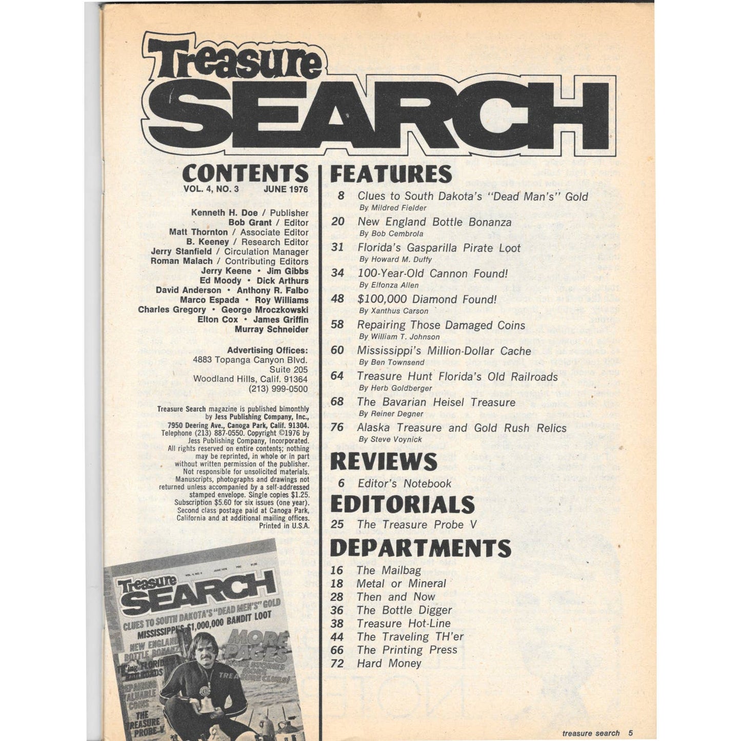 Treasure Search Magazine - Treasure Hunting Metal Detecting June 1976 M3