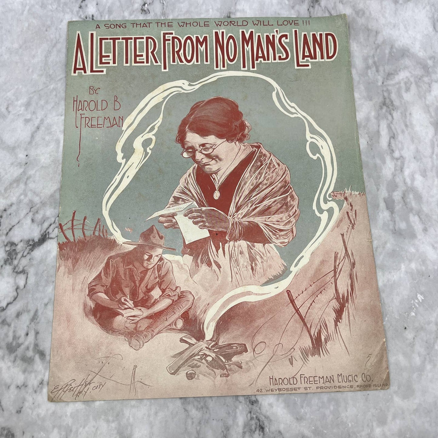 A Letter From No Man's Land WWI Harold B Freeman 1918 Sheet Music TK2-SM3