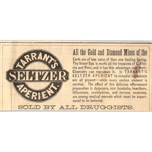 1870s Peterson's Magazine Ad - Tarrant's Seltzer Aperient Quack Medicine EA3