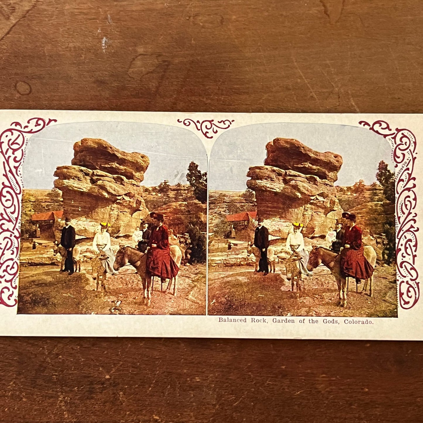 Balanced Rock Garden of the Gods Colorado Color Antique Stereoview Card TJ9-V4