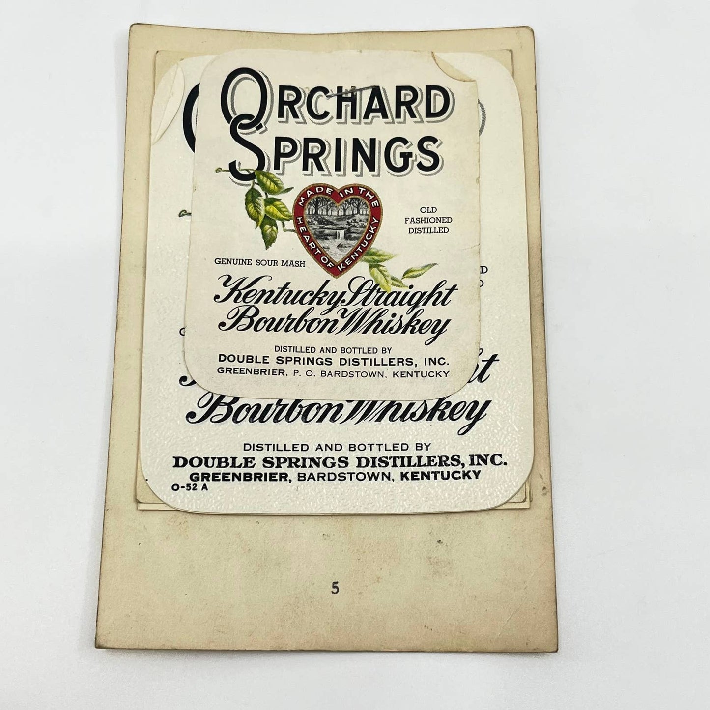 Orchard Springs Whiskey Label Set of 11 Double Springs Distillers Greenbrier KY