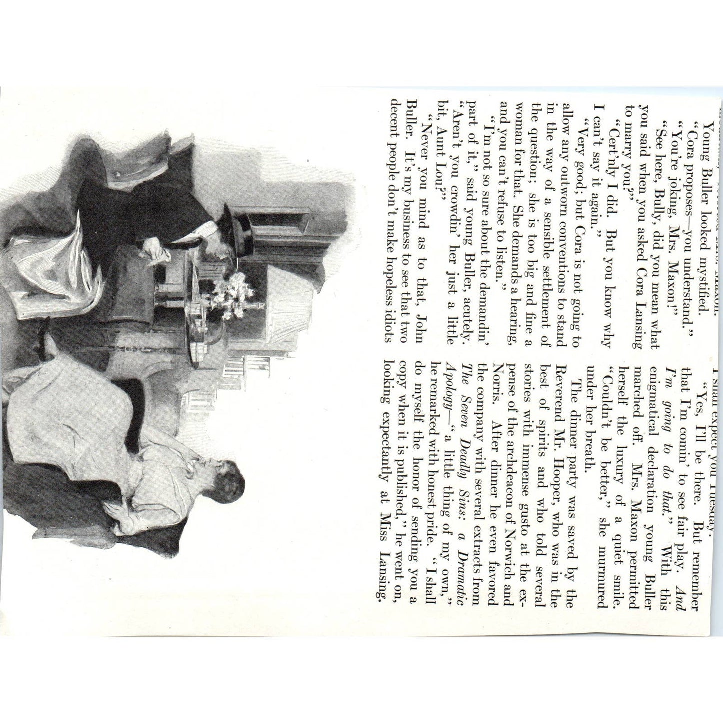 c1920 Harper's Print - The Principals in Her Comedy Sitting in Silence SF3-1