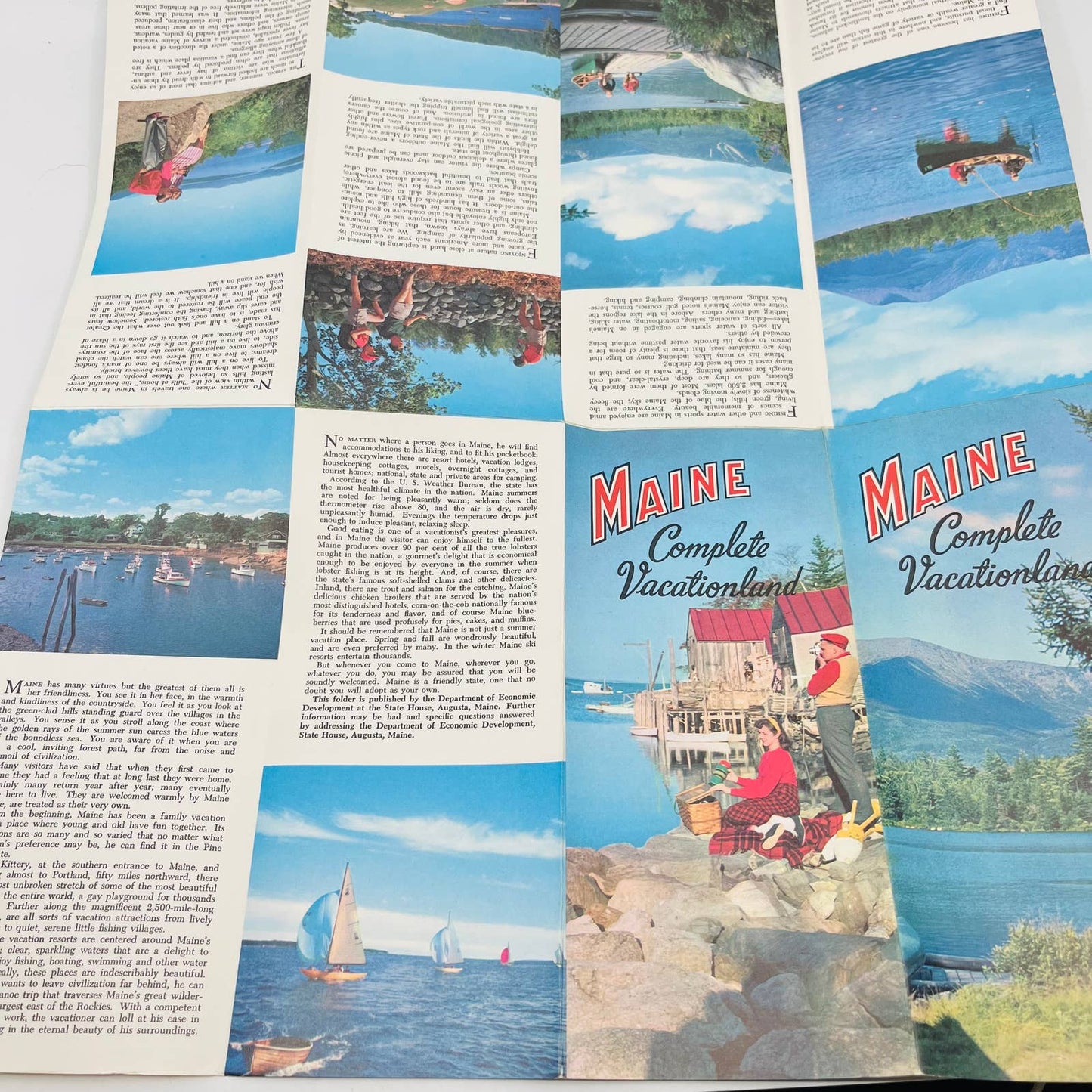 Vintage 1960s MAINE Complete Vacationland Fold Out Tourist Brochure Pamphlet EA2