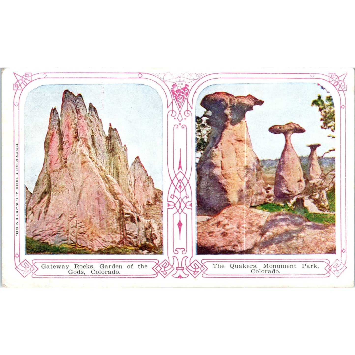 Garden of the Gods, The Quakers Monument CO 1909 Original Postcard TK1-P18