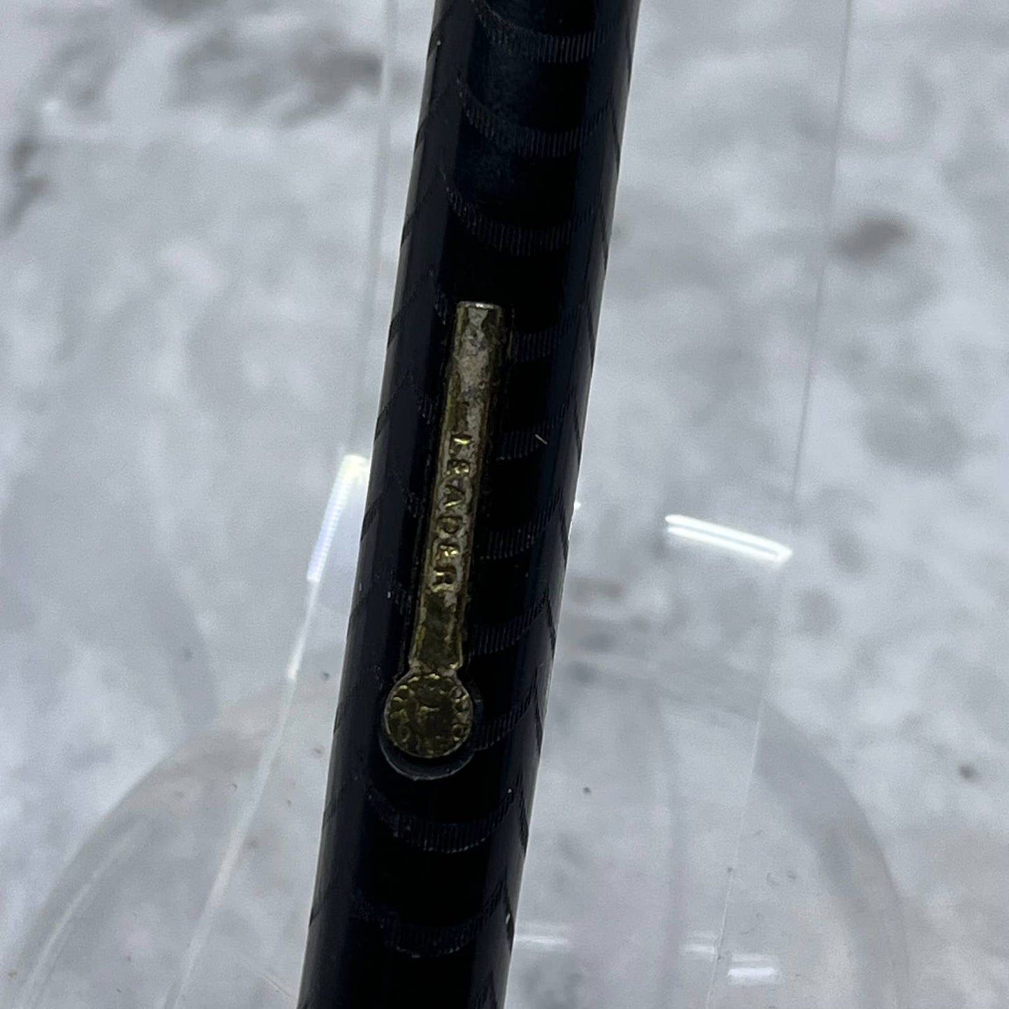 Vintage Black Textured Celluloid Fountain Pen Marked "Leader" On Pump & Nib SA2