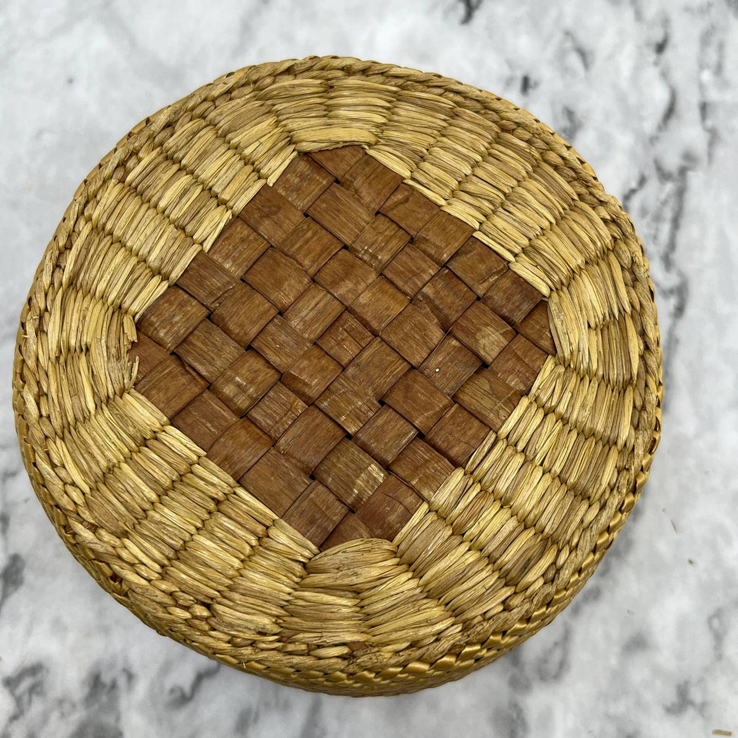 Antique Northwest Indian NOOTKA Makah BASKET Trinket 1900-1930 4x2.5” TJ8