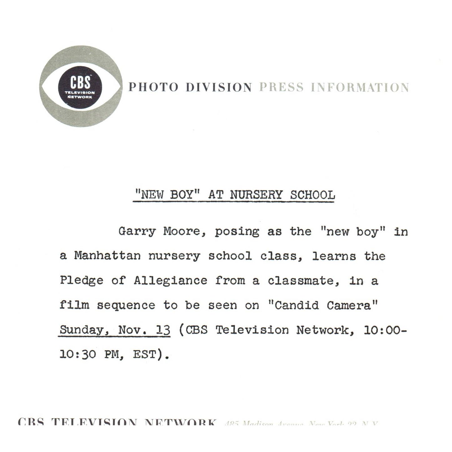 c1960 Press Photo Garry Moore and Boy on Candid Camera CBS TJ7-2