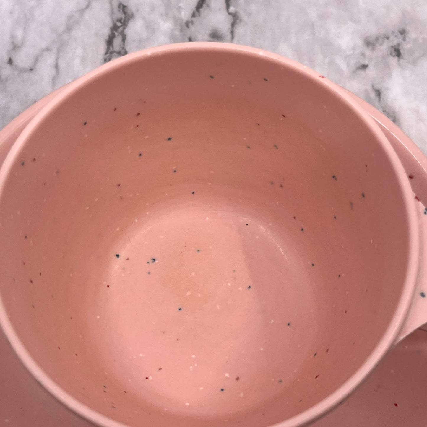 Imperial Ware Speckled Confetti Pink MCM Cup & Saucer Melmac Malamine TA3-2