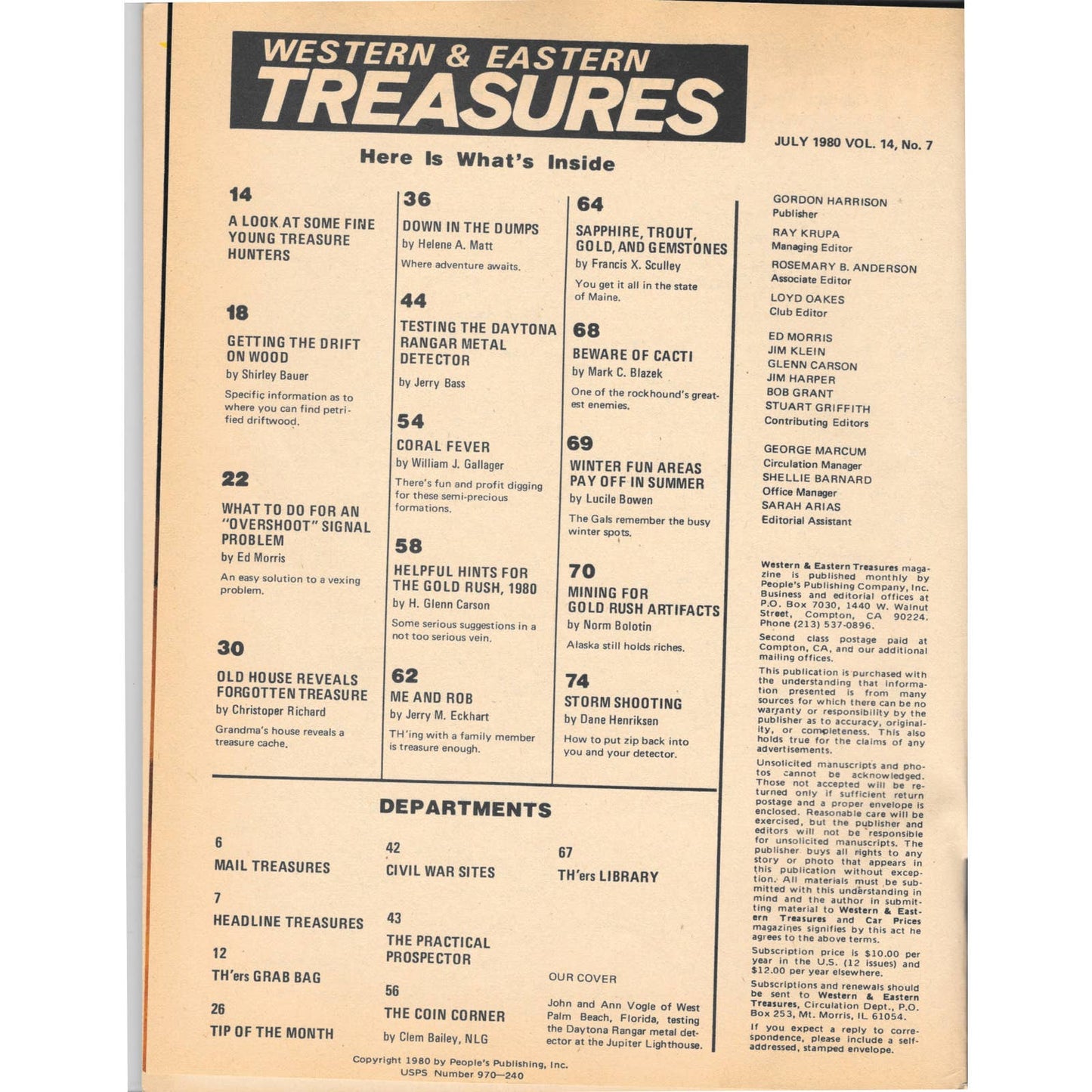 Western & Eastern Treasures Magazine Mines, Buried, Metal Detecting Jul 1980 MB2