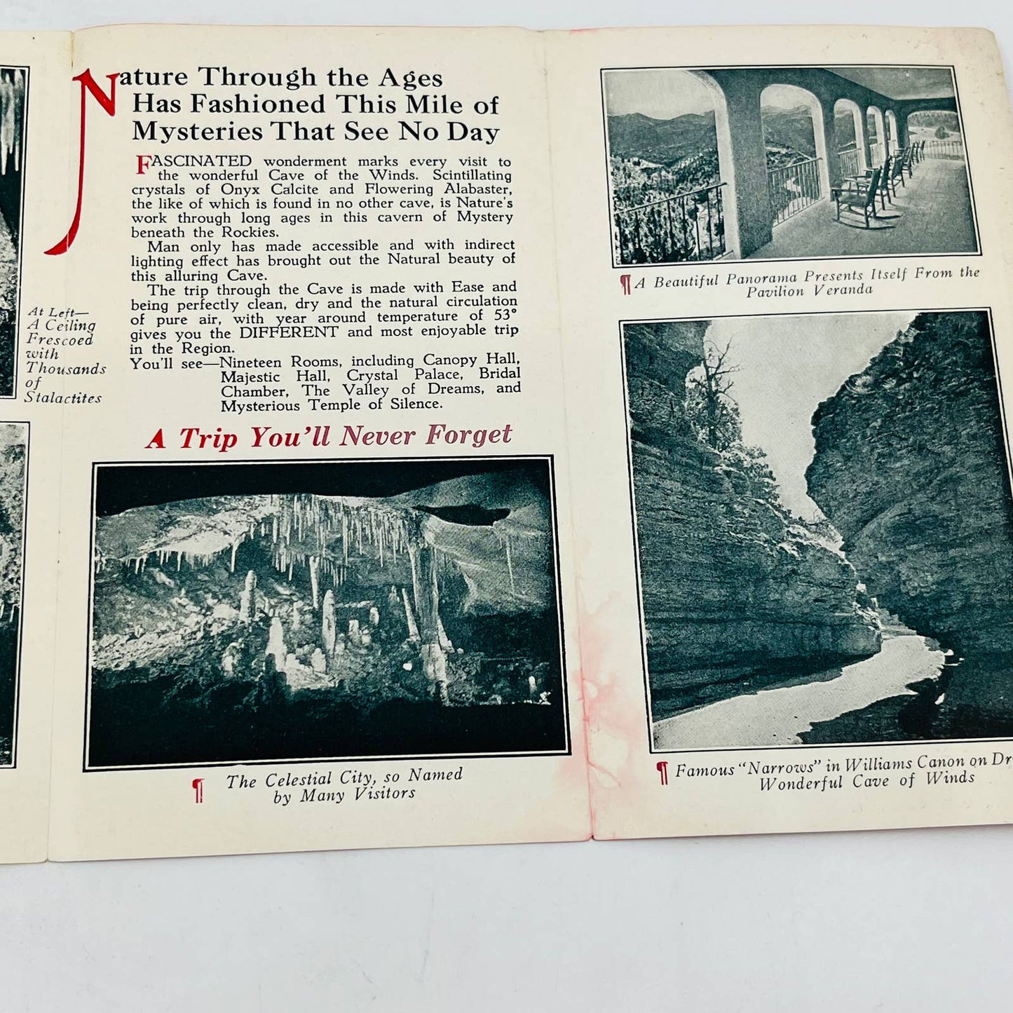 Vintage 1950s Manitou Colorado Cave of the Winds Brochure EA1-2