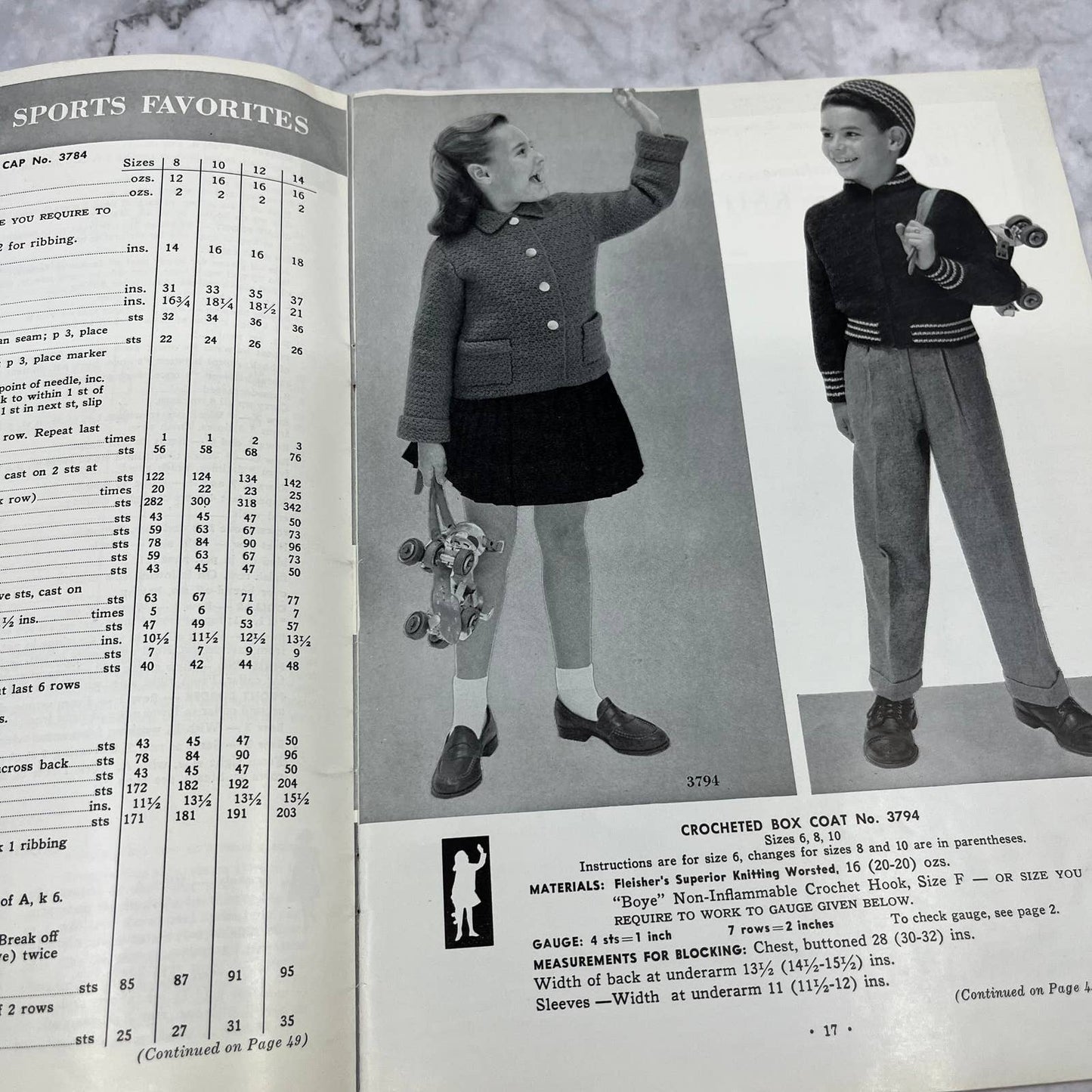 1956 Vintage Fleisher's Hand Knits for Boys and Girls 6 to 14 Pattern Book TJ3
