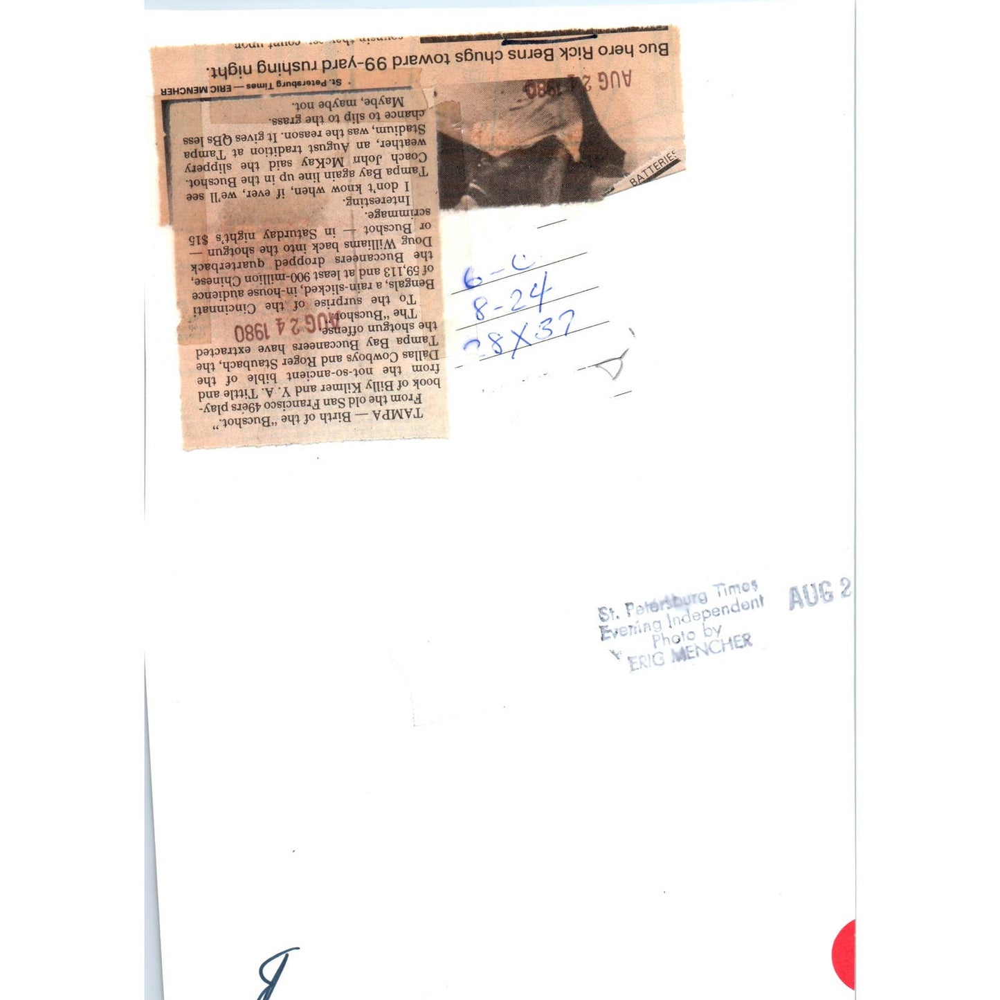 1980 Original Press Photo Football NFL Tampa Bay Bucs Rick Berns 6x9" TK2-FP