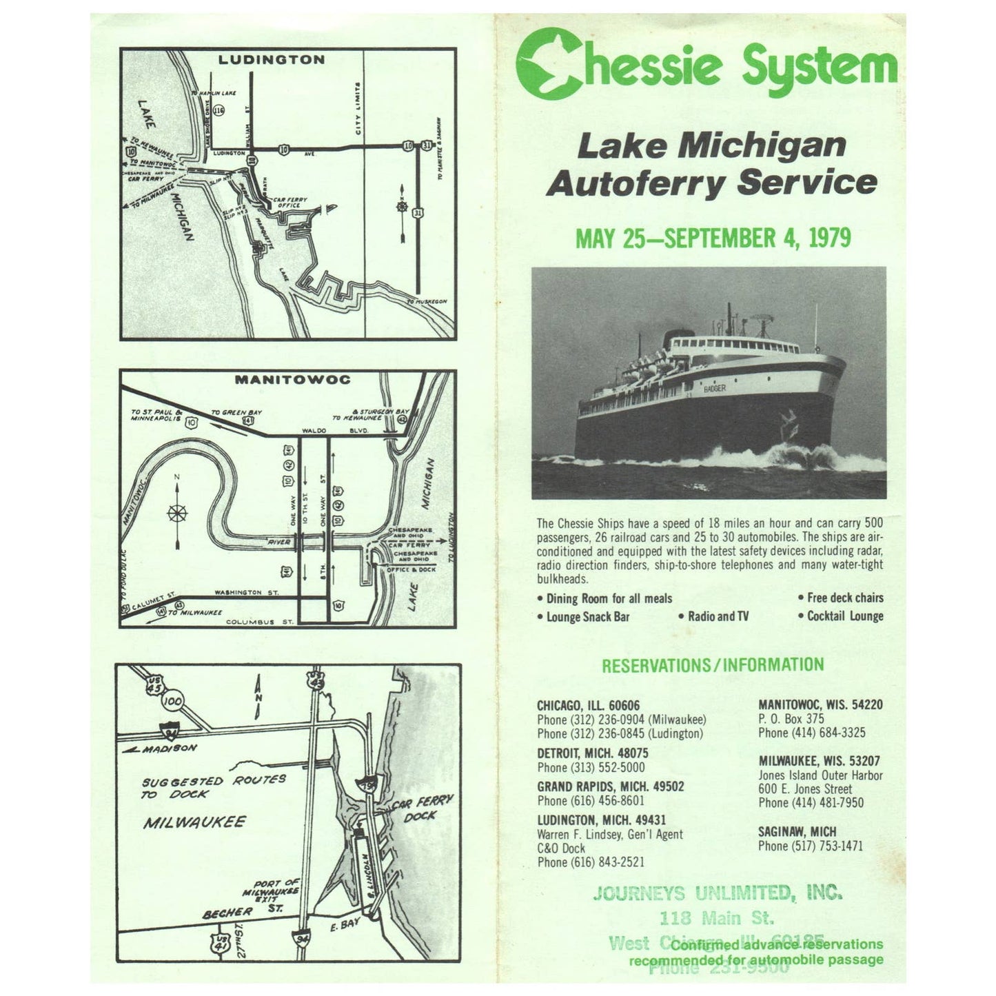 1979 Chessie System Railway Cross Lake Michigan Autoferry Service Brochure SE4