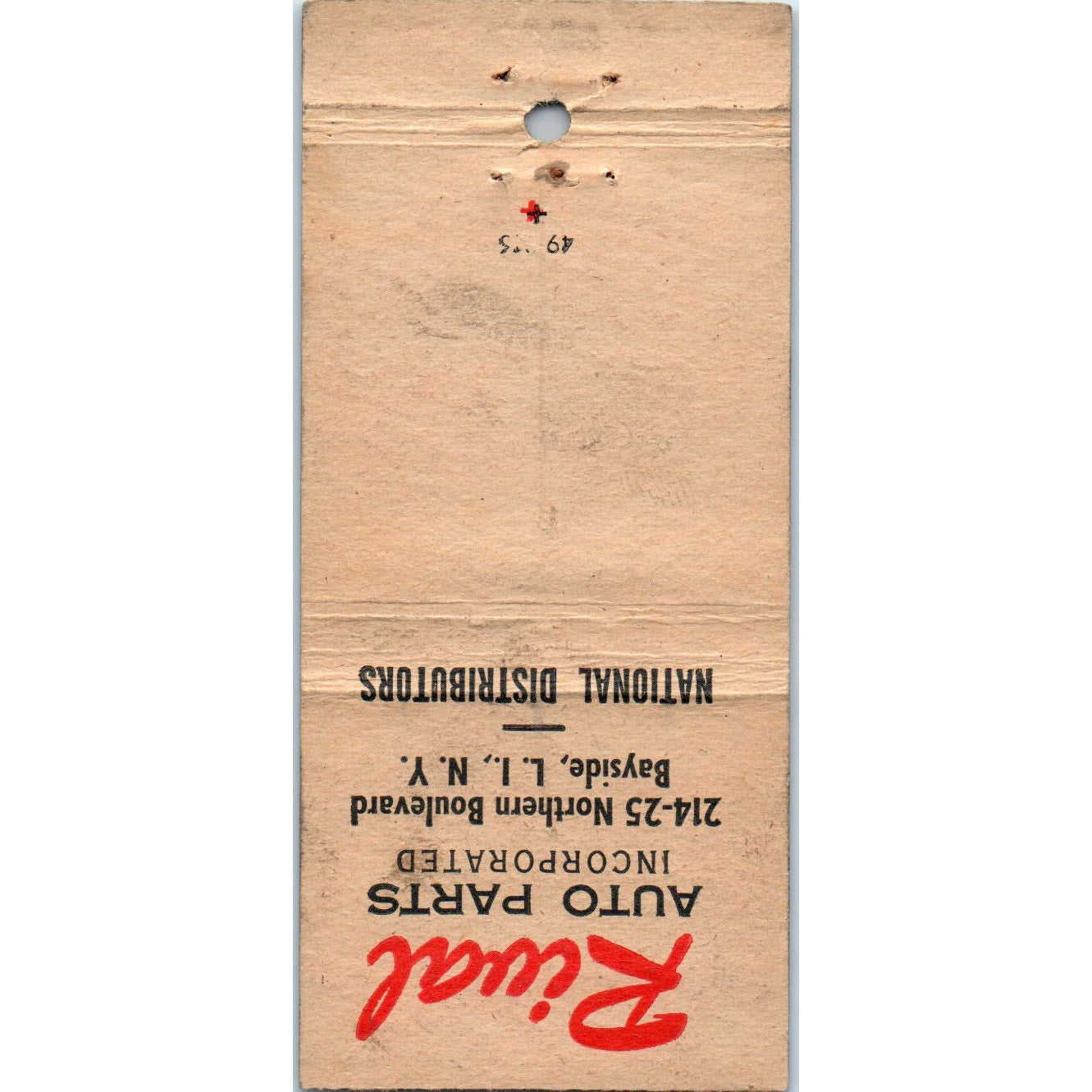 Rival Auto Parts Bayside Long Island NY Advertising Matchbook Cover MM9-6