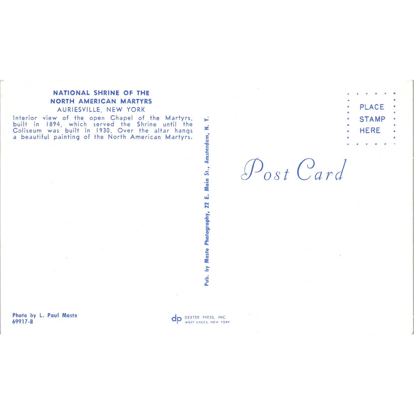 Vtg Postcard National Shrine of the North American Martyrs Auriesville NY EA3