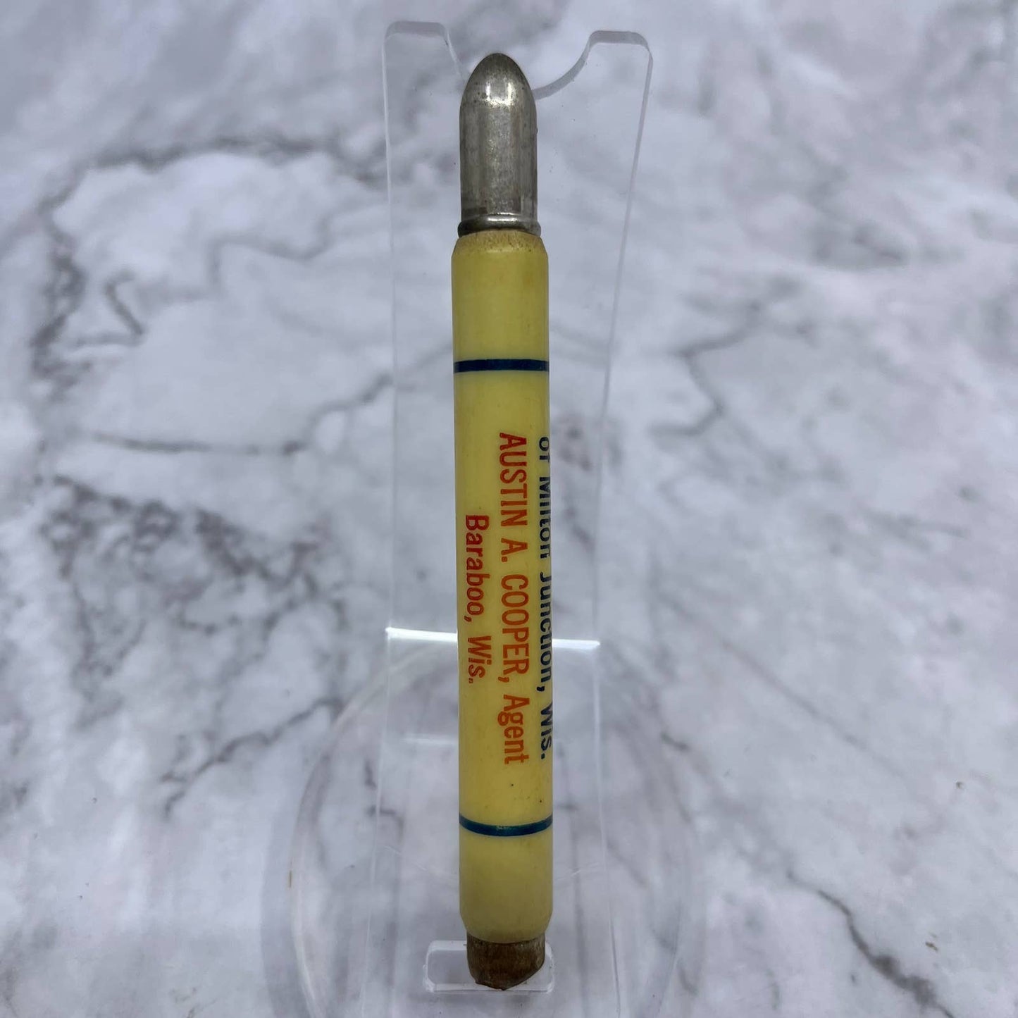 Vintage Bullet Pencil WI Mutual Milton Junction Austin A. Cooper Baraboo SE6