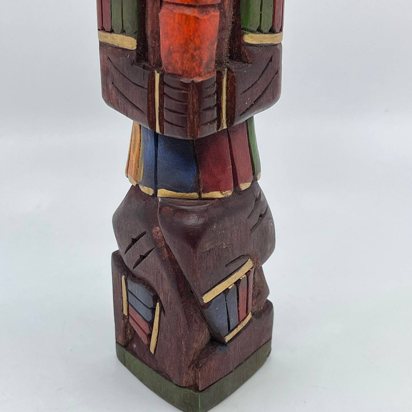 Vtg Mexican Pre Columbian Aztec Maya Priest Wood Totem Yucatan Mexico 10" TH8