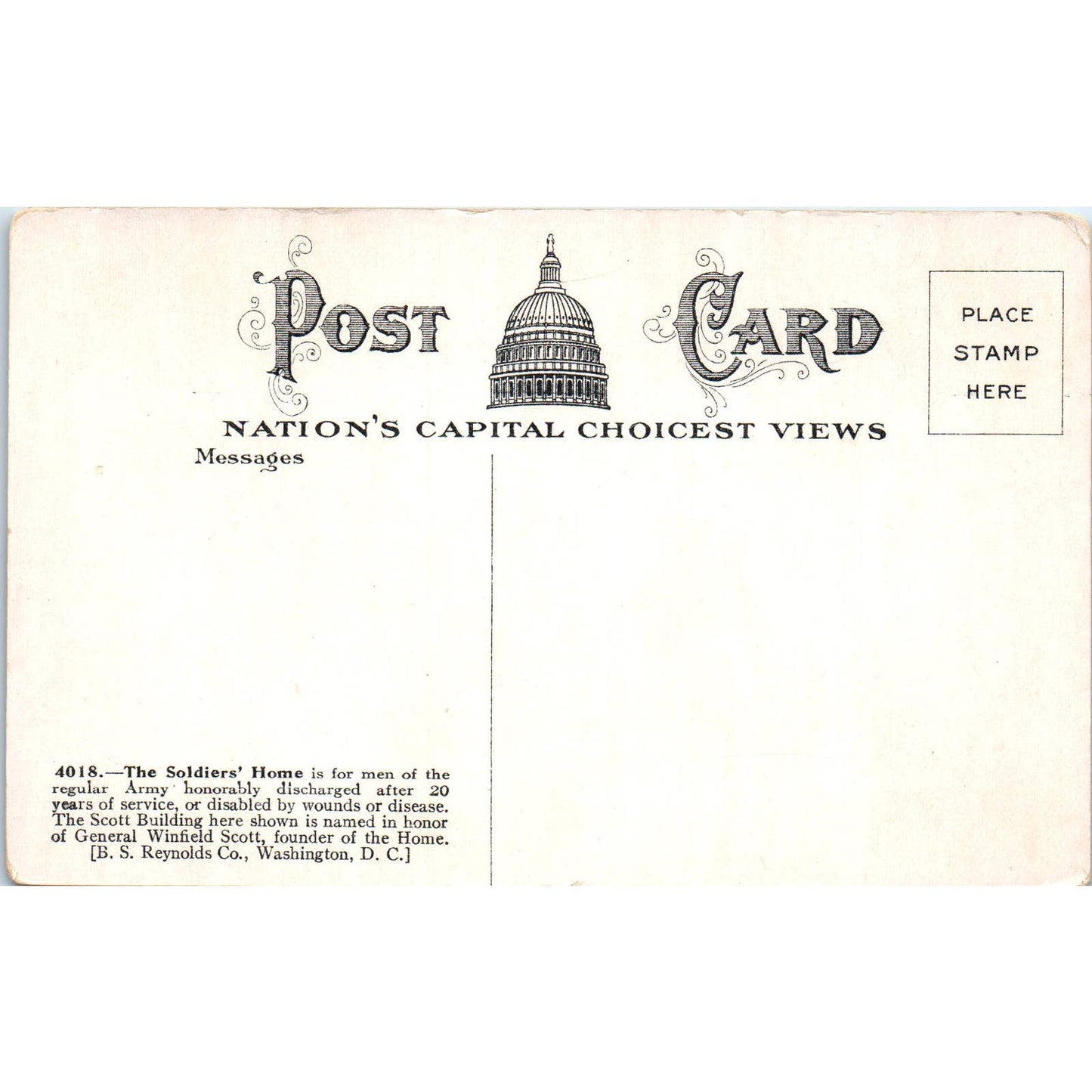 Soldier's Home Washington D.C. Original Postcard TK1-P2