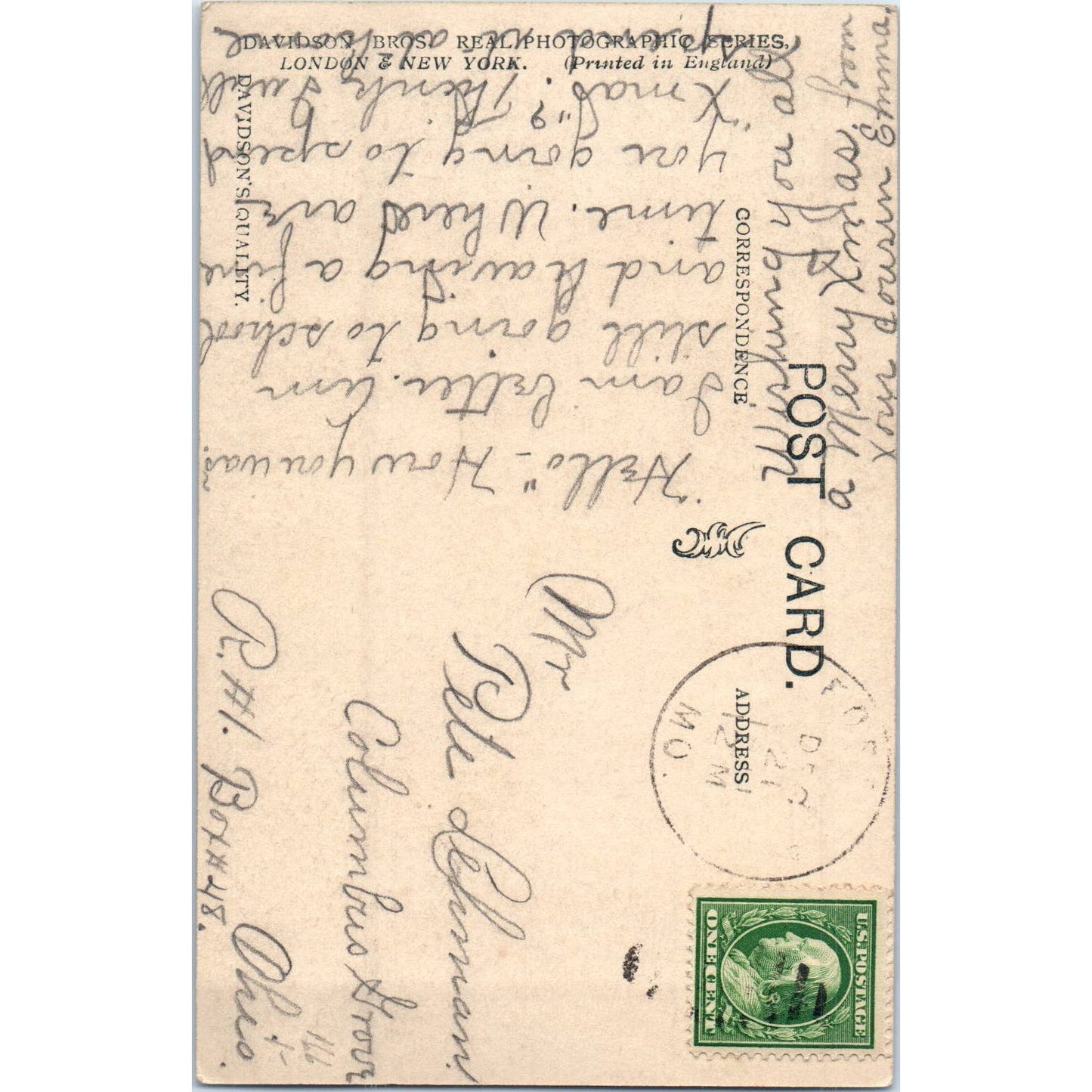 Christmas Ladies' Heads in Bells c1920 Original Postcard TK1-P13