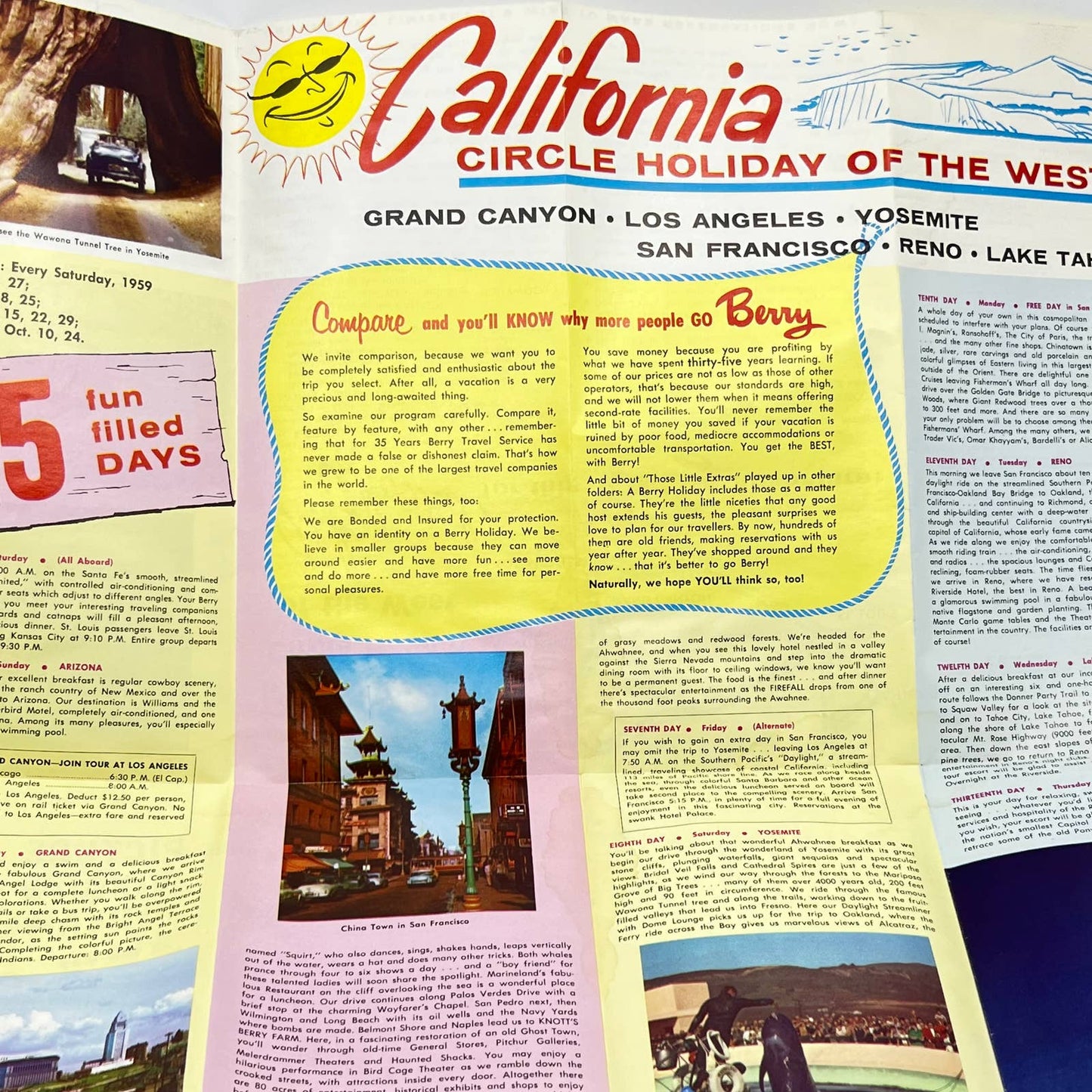 1959 Berry California Circle Holiday of the West Tourist Fold Out Brochure SC9