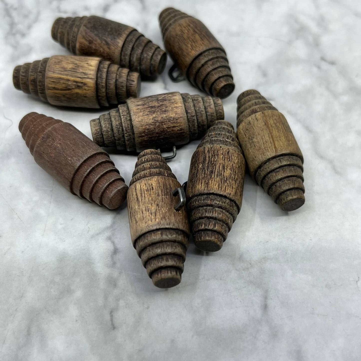70s Wood Toggle Button Lot 8 Pcs Vintage Button Lot Metal Shank SE7