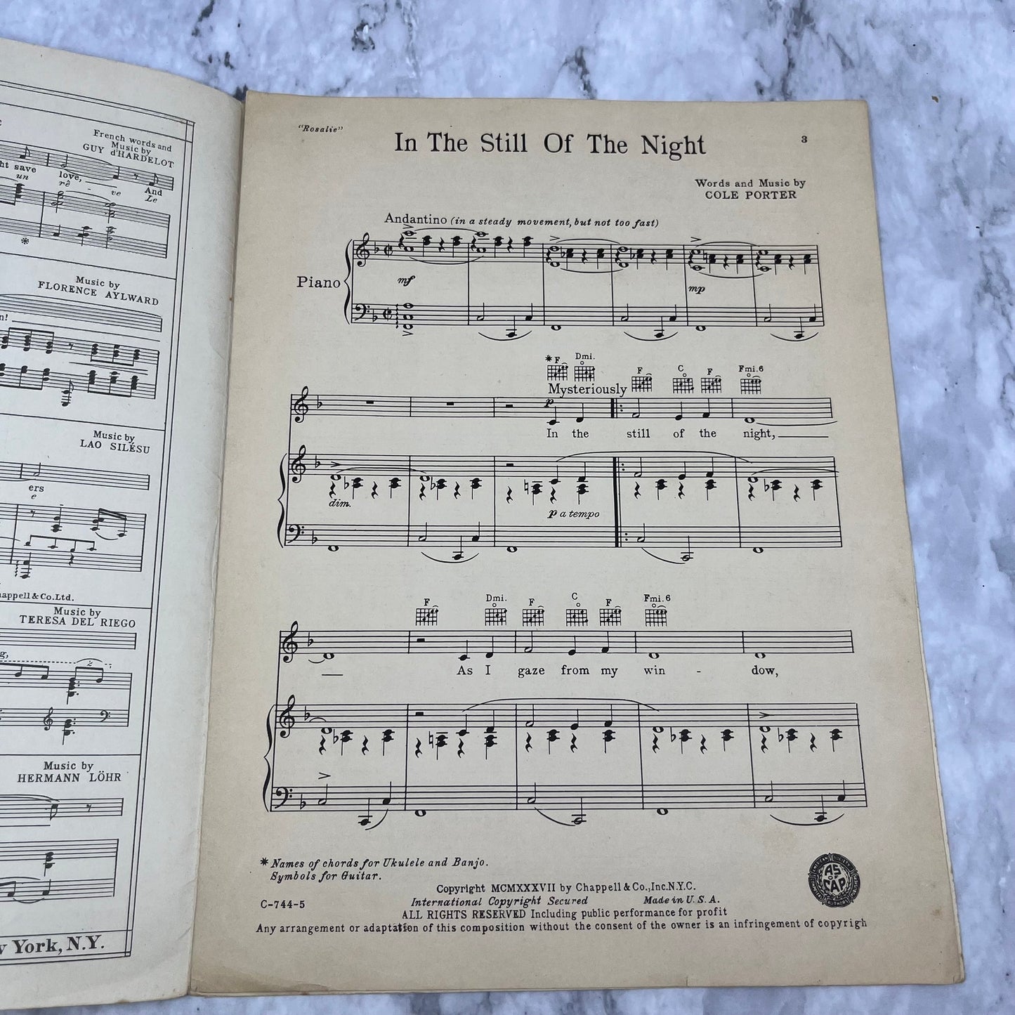 1937 "Rosalie" By Nelson Eddy, Eleanor Powell Sheet Music (Vintage) V42-2