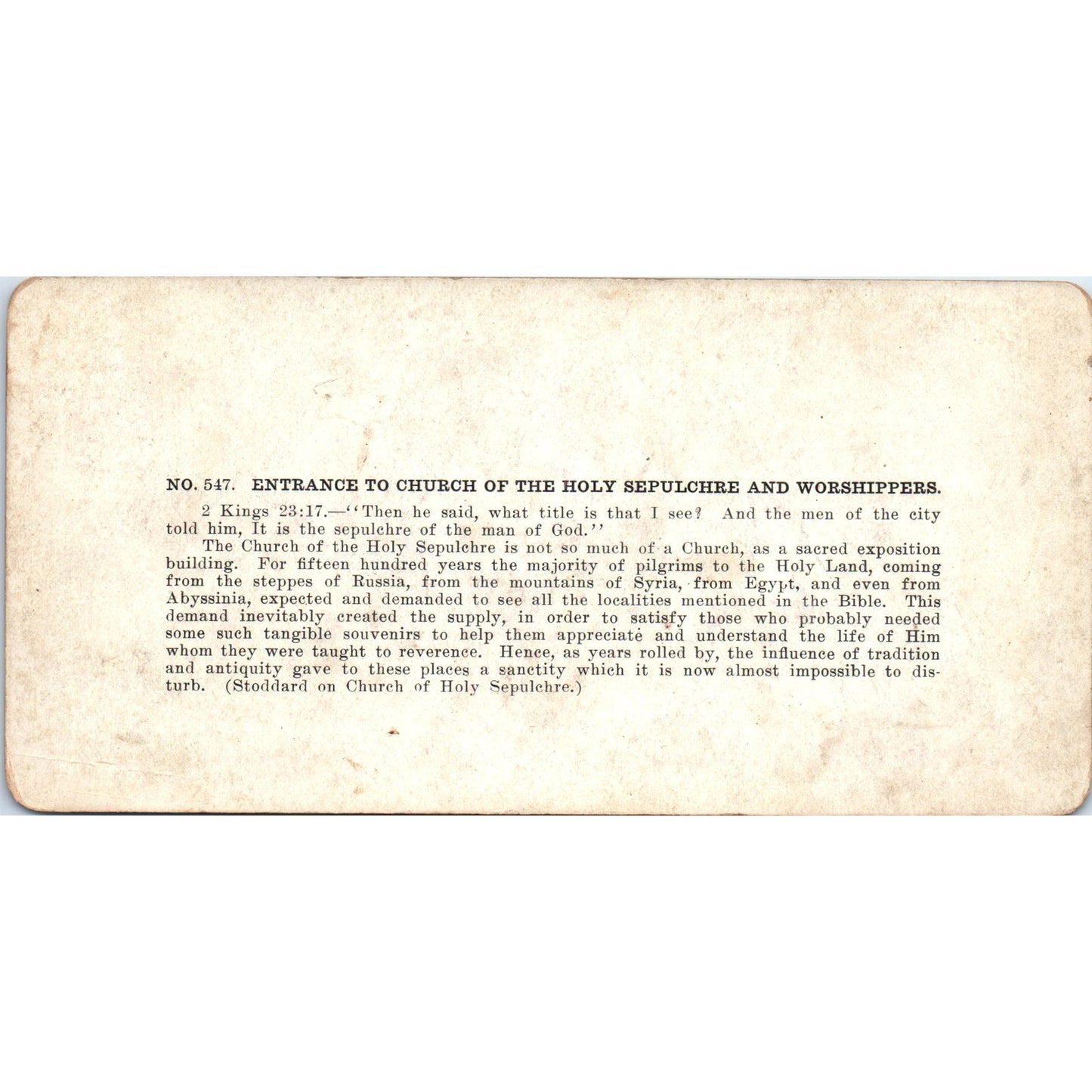 Church of Holy Sepulcher Entrance Jerusalem - Antique Stereoview Card H3-2