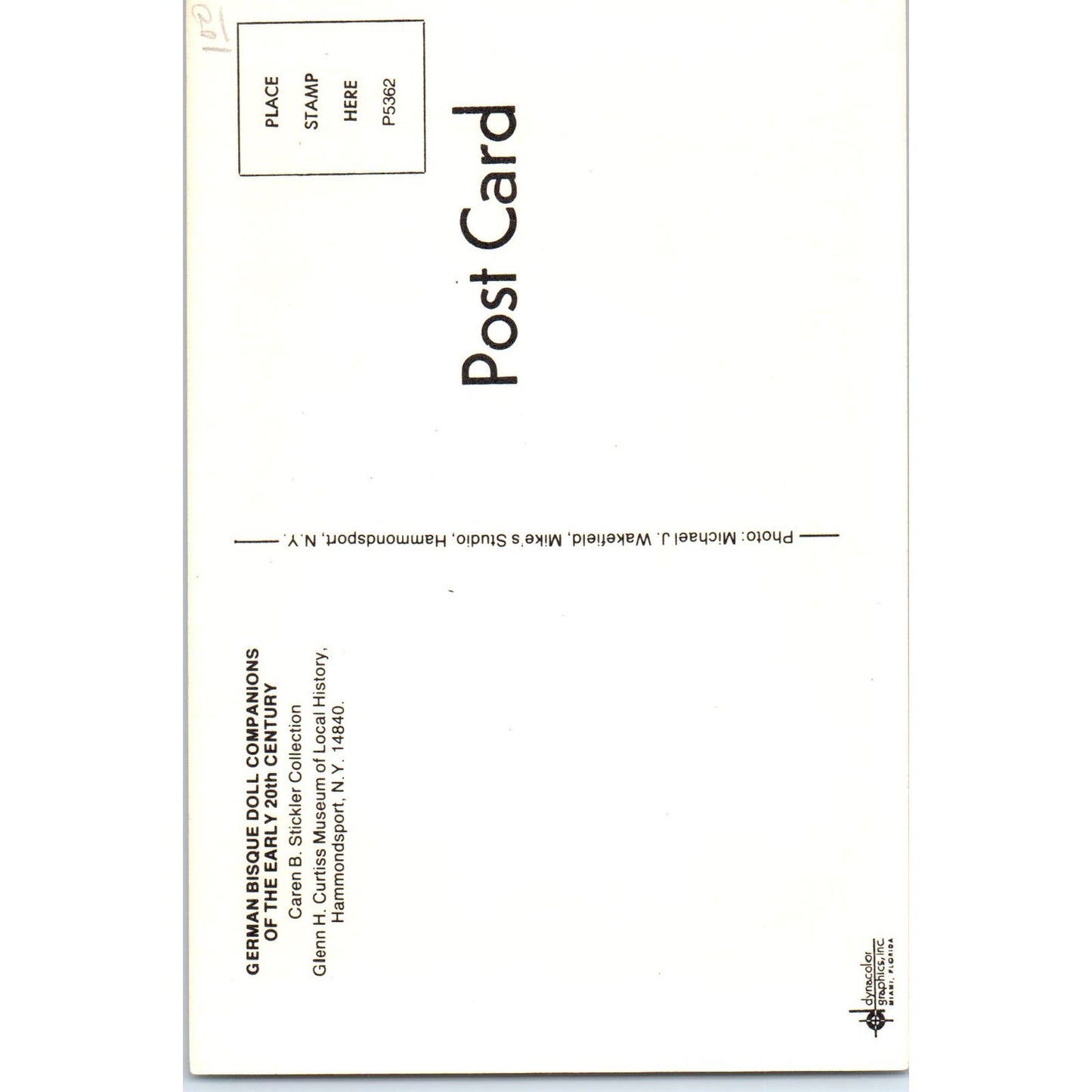 German Bisque Dolls Caren B. Stickler Glenn H. Curtiss Museum Postcard PB10