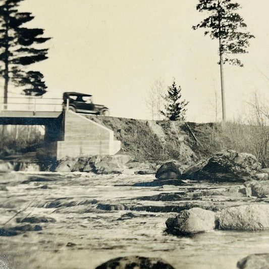 1925 RPPC Postcard Big Falls MN Model T Ford Big Fork Bridge River PA8