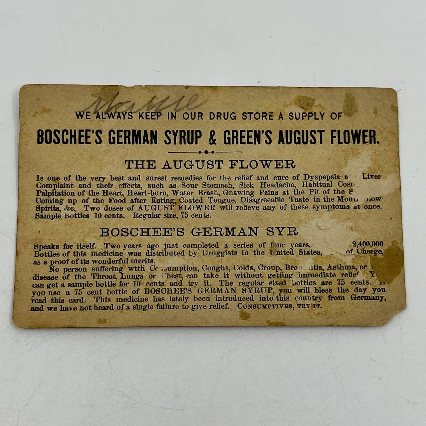 1880s Wood & Cook Boschee’s German Syrup Green’s August Flower Jamestown NY SC5