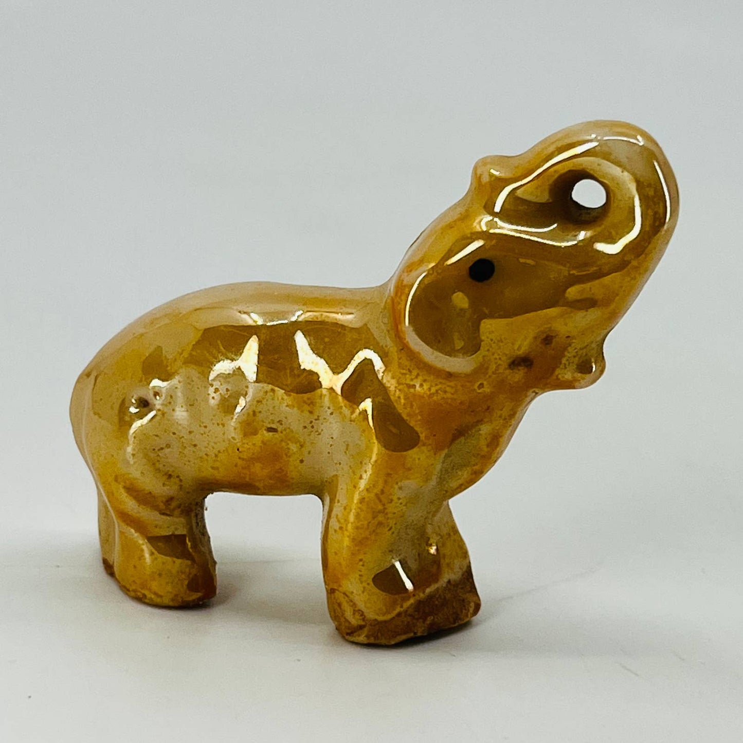 Vintage Ceramic Peach Lusterware Elephant Figurine 2” SA9
