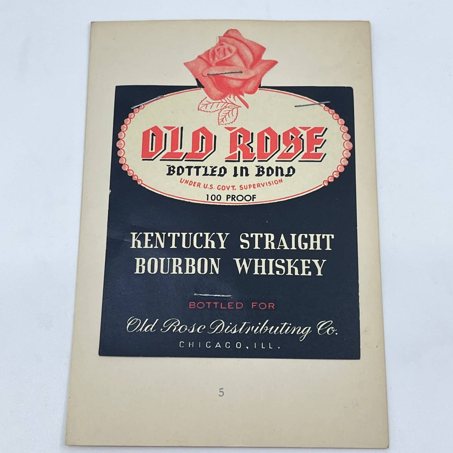 Old Rose Whiskey Label Old Rose Distributing Co. Chicago IL