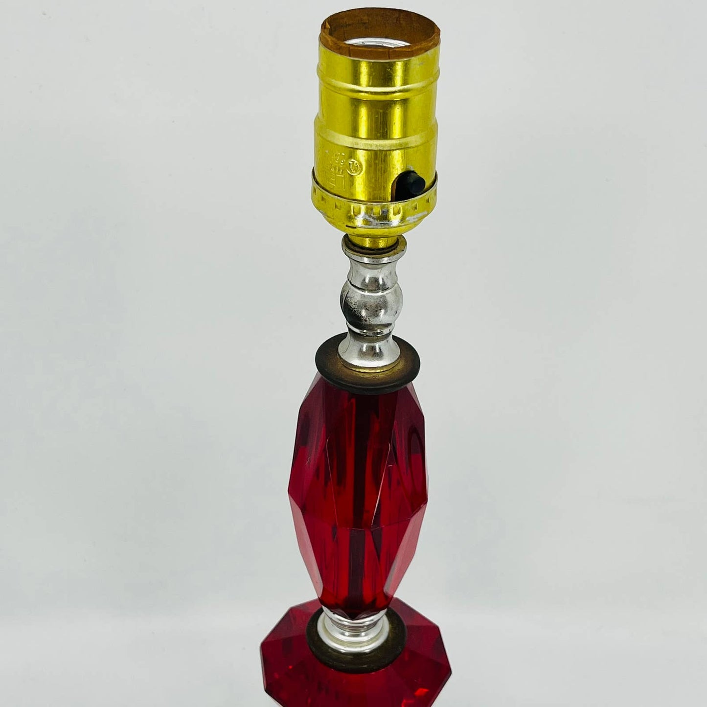 1950s MCM Mod Red Lucite Table Lamp with Marble Base WORKS 13.5” TC6