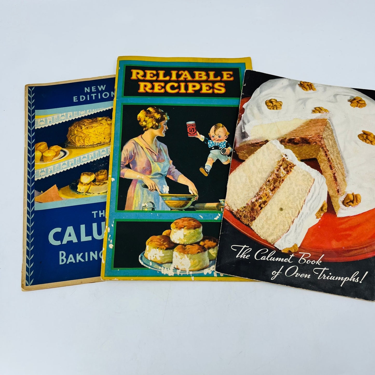 Antique 1920s Lot of 3 Calumet Baking Powder Cookbooks Reliable Recipes TK3