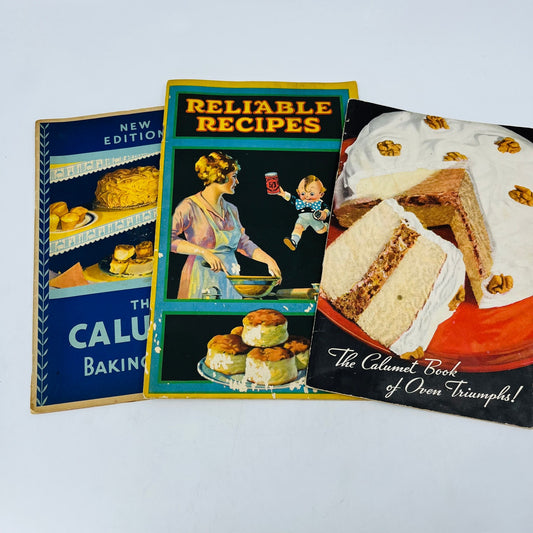 Antique 1920s Lot of 3 Calumet Baking Powder Cookbooks Reliable Recipes TK3