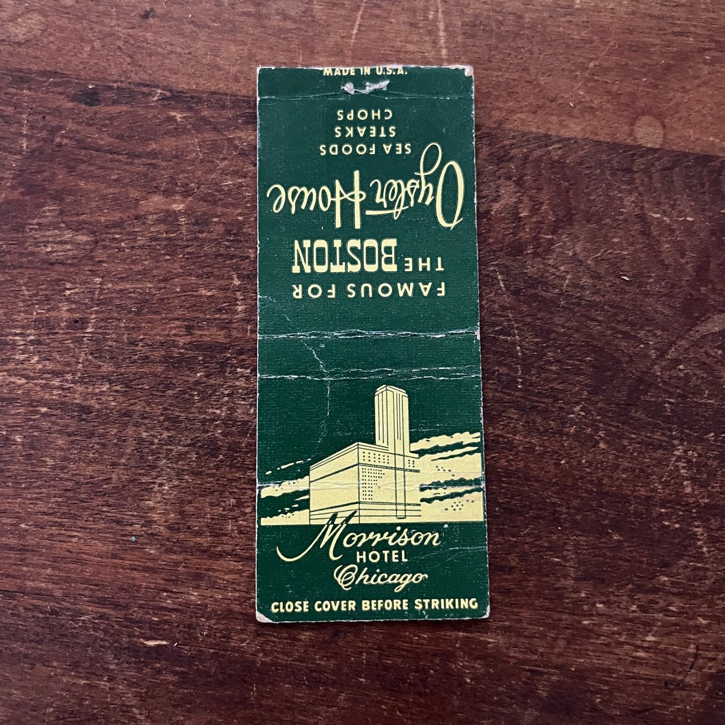 The Boston Oyster House Advertising Matchbook Cover SB3-M6