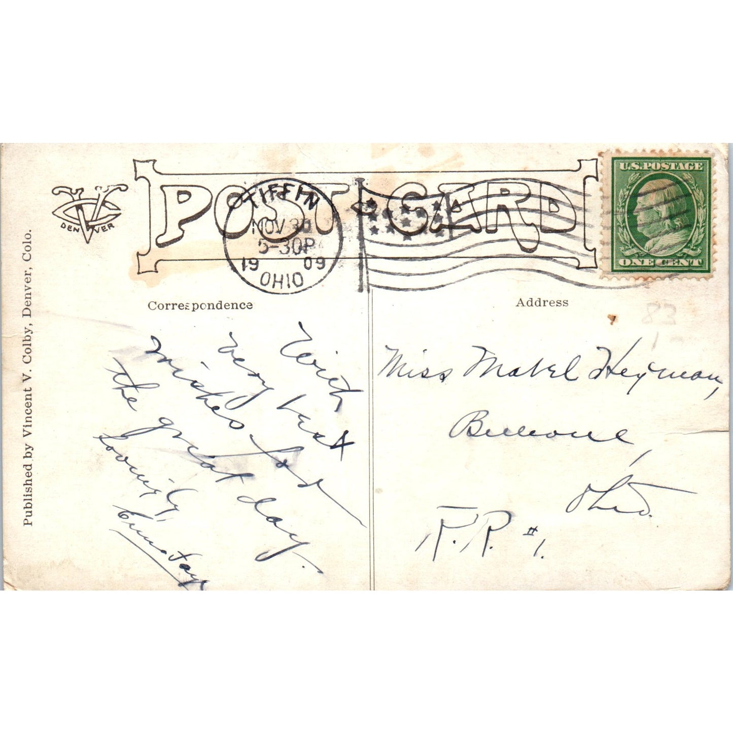 Kitten and Puppy Artist V Colby Sketch 1909 Original Postcard P1-12